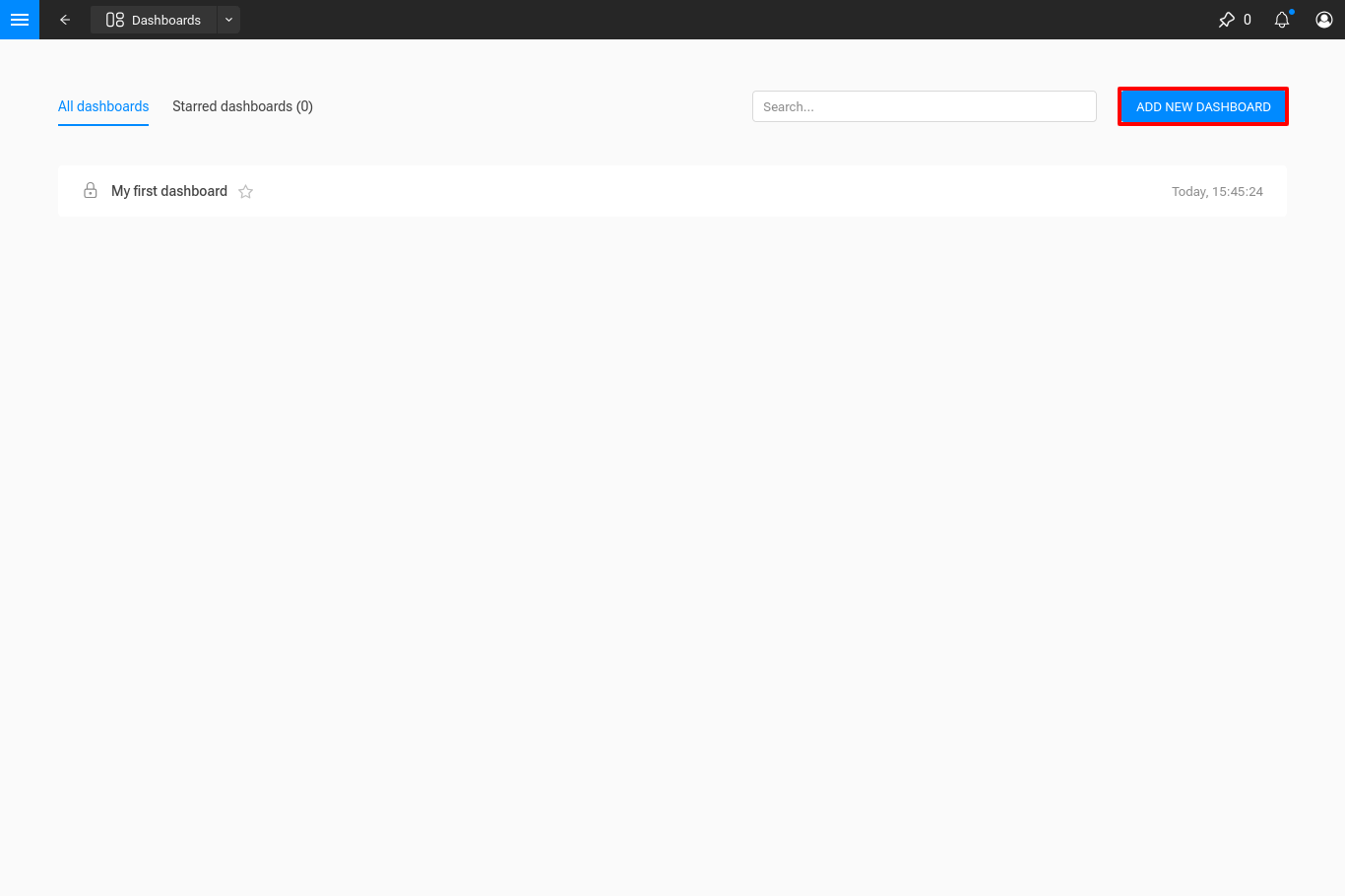 Create a new dashboard button location